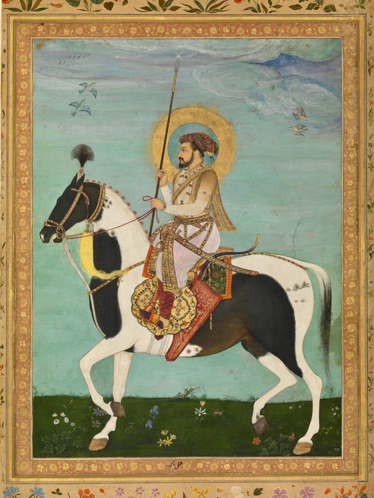 Mughal painting of man on horseback.