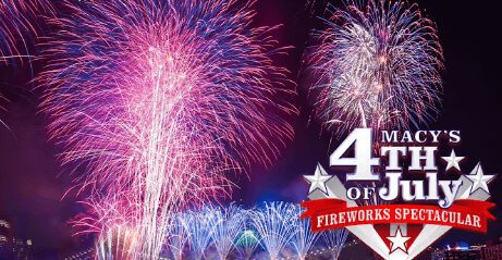 Colorful fireworks exploding in the night sky for 4th of July celebration.